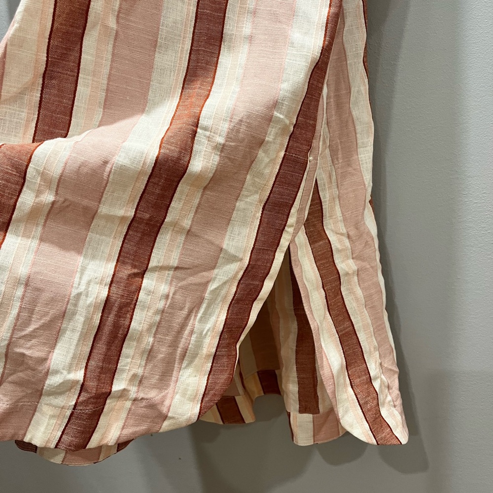 NWT Pearl by Lela Rose Striped Midi Shirtdress Blush Multi Cotton Linen Blend,M - Picture 7 of 11